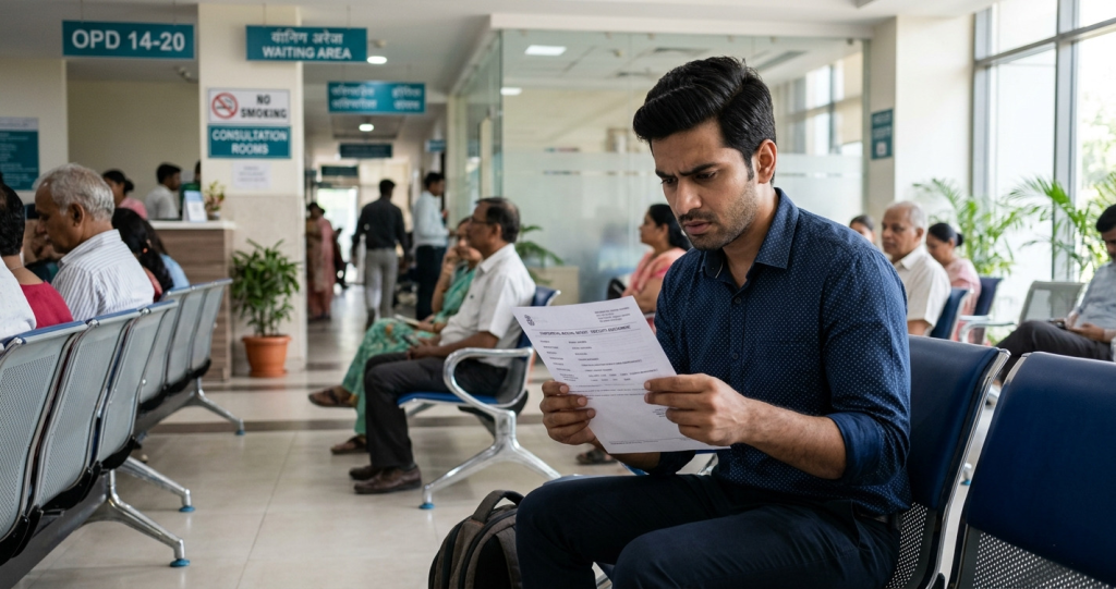 Man looking his infertility report