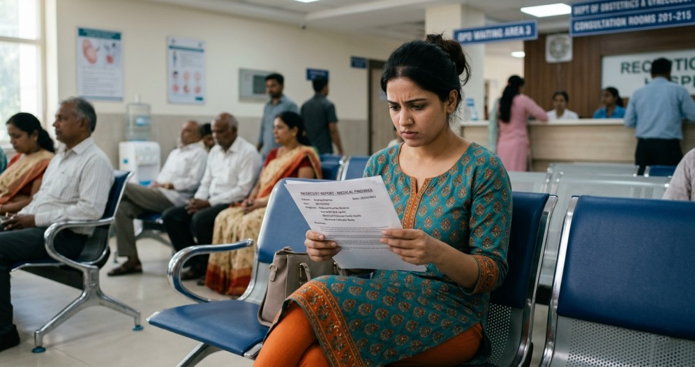 Woman looking at her Infertility report