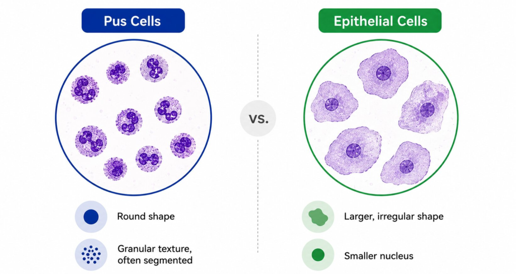 Pus Cells vs. Epithelial Cells